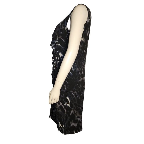 ENFOCUS STUDIO Black Gray Animal Print Sleeveless Ruffle Dress Womens Size 14 - Picture 2 of 6